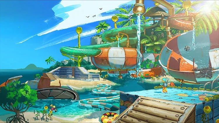 Abandoned bright resort concept art for the Spirhalite Islands