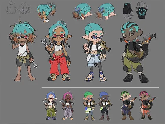 Design sheet of the Mechanic's collectible jumpsuit outfits