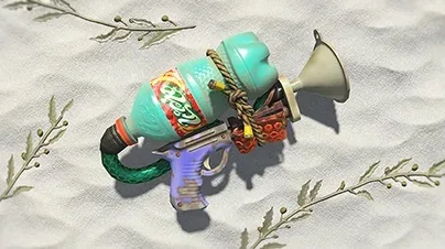 Official render of a Blaster weapon on the beach in Splatoon Raiders